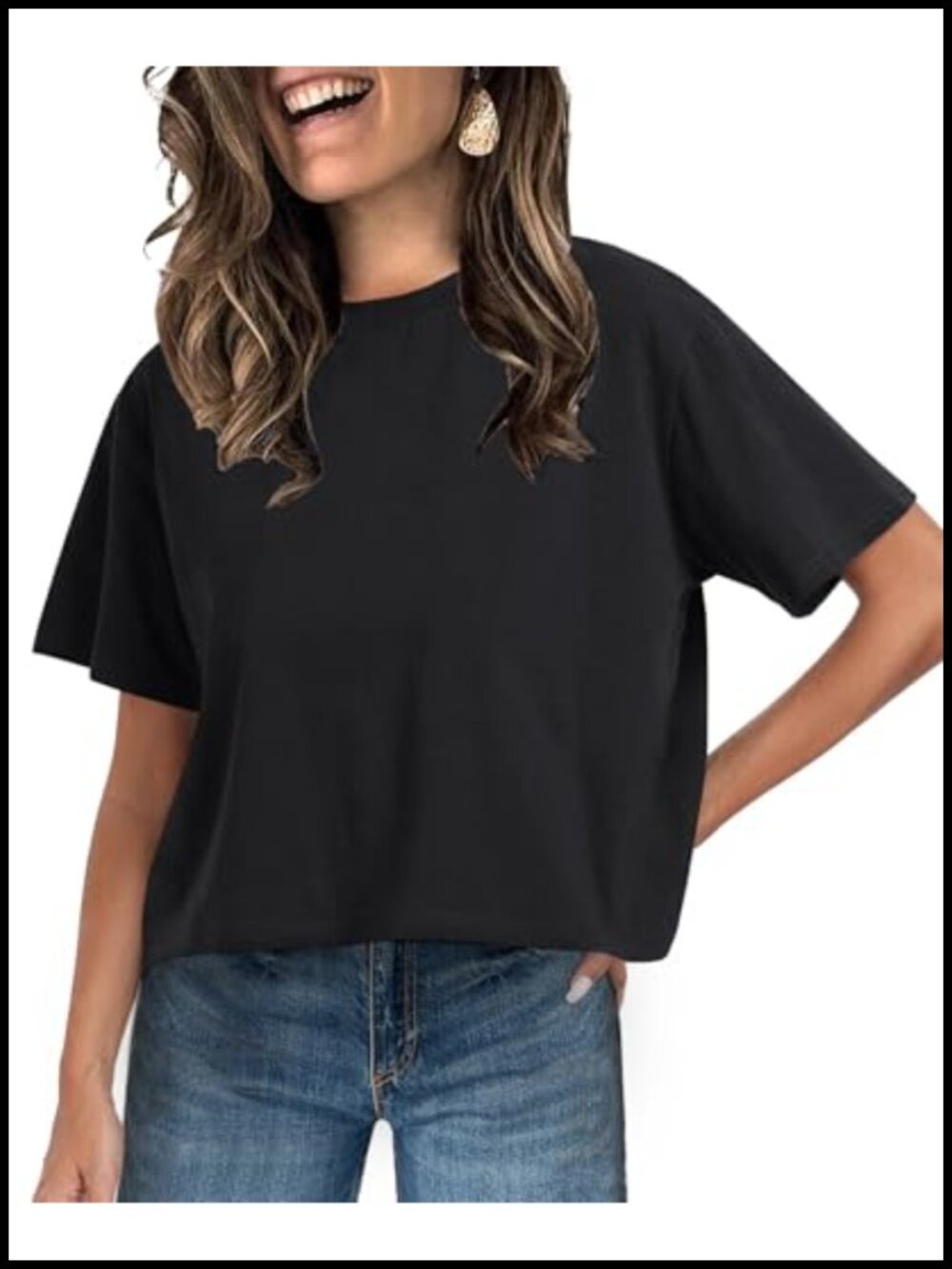 Womens Short Sleeve Crop Top Basic Solid Crew Neck Casual Summer Tee